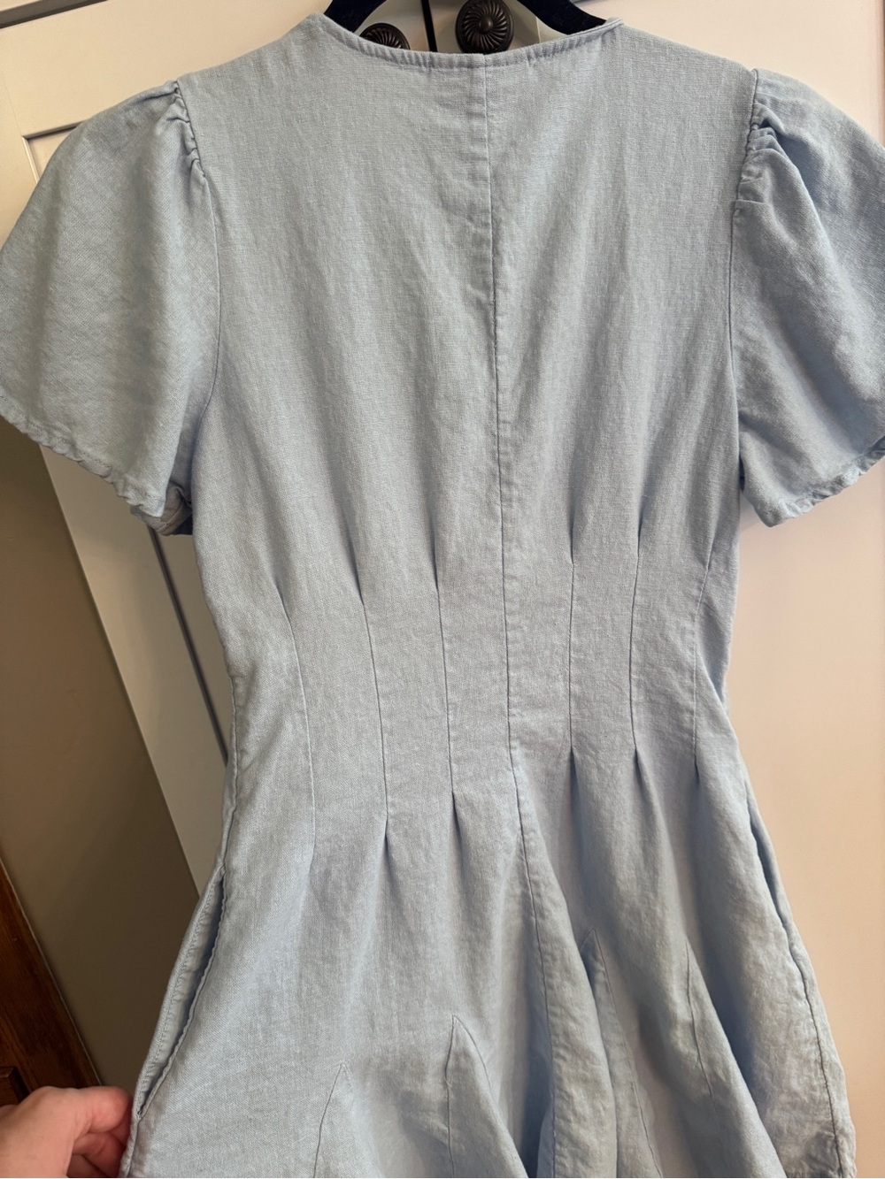 Universal Thread Light Blue Button-Front Ruffle Sleeve Dress - Picture 8 of 9